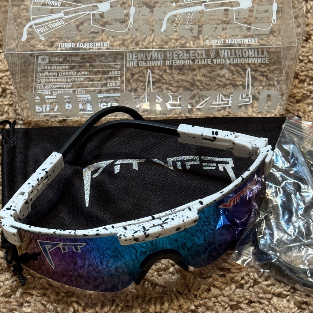 NWT Pit Viper Polarized Sunglasses White/Black Splatter – Brand New with Extras - Picture 7 of 8